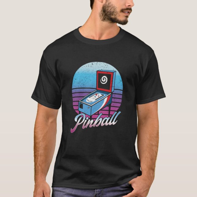 Vintager Pinball-Gamer Pinball-Spielautomat T-Shirt (Vorderseite)