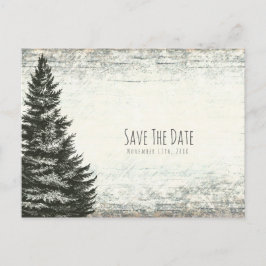 Vintager Pine Tree Rustikales Holz Save the Date Ankündigungspostkarte
