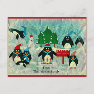 Vintager Pinguin Weihnachten Postkarte