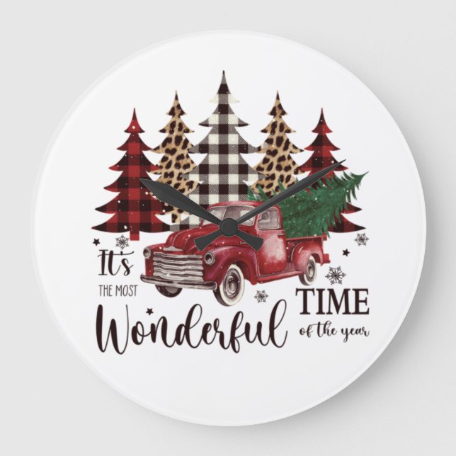 Vintager Pinienwald Große Wanduhr (Vorderseite)