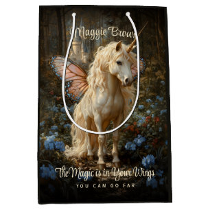 Vintager Pink Butterfly Fairy Horse Fantasy Forest Mittlere Geschenktüte