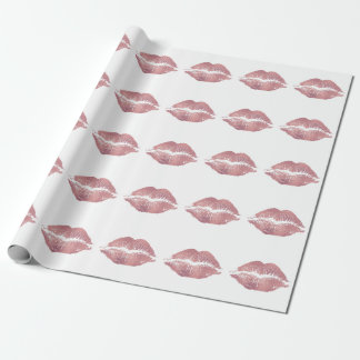Vintager Pink Lippenaufdruck, Rose Gold. Geschenkpapier