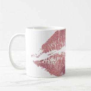 Vintager Pink Lippenaufdruck, Rose Gold. Kaffeetasse