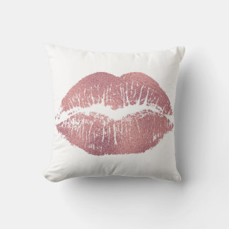 Vintager Pink Lippenaufdruck, Rose Gold. Kissen