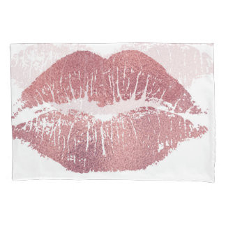 Vintager Pink Lippenaufdruck, Rose Gold. Kissenbezug