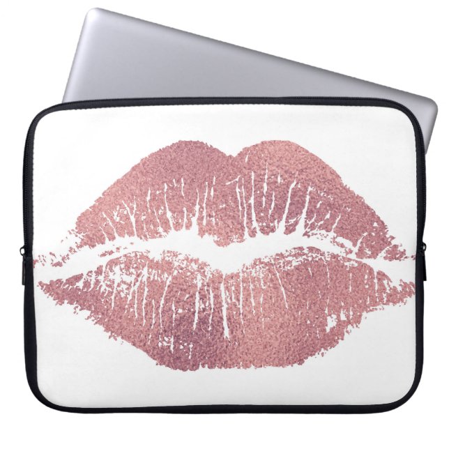 Vintager Pink Lippenaufdruck, Rose Gold. Laptopschutzhülle (Vorderseite)