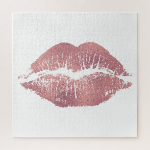 Vintager Pink Lippenaufdruck, Rose Gold. Puzzle