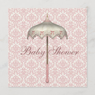 Vintager Pink Parasol Umbrella Girl Dusche Einladung