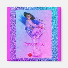 Vintager Pinup Girl dreckiger Martini niedlicher C Magnet