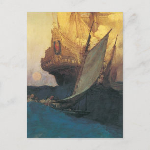 Vintager Pirat, Angriff auf eine Galerie von Howar Postkarte