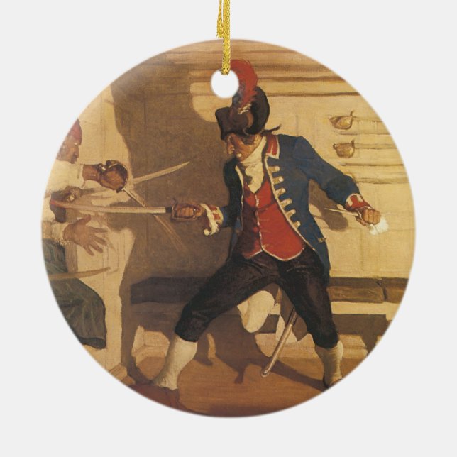 Vintager Piratenkapitän, Schwertkampf von NC Wyeth Keramikornament (Hinten)