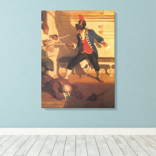 Vintager Piratenkapitän, Schwertkampf von NC Wyeth Leinwanddruck
