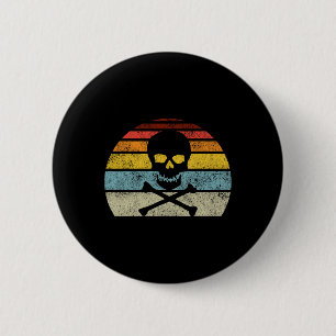 Vintager Piratenschädel-Kreuzbones-Flag Retro-Stil Button
