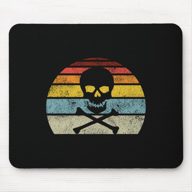 Vintager Piratenschädel-Kreuzbones-Flag Retro-Stil Mousepad (Vorne)