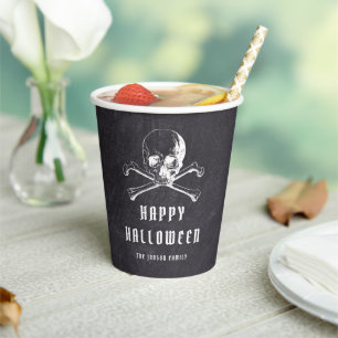 Vintager Piratenschädel und Knochen, Schwarzes Hal Pappbecher