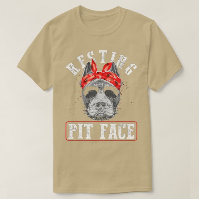 Vintager Pitbull-Ruhestützpunkt GesichterFunny Pit T-Shirt (Design vorne)