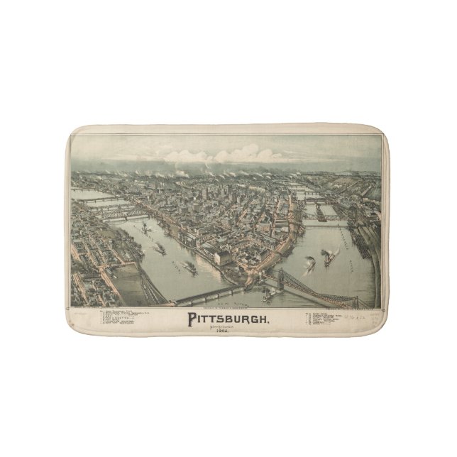 Vintager Pittsburgh-Druck Badematte (Vorderseite)