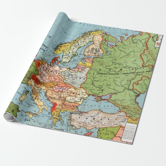 Vintager Plan für Europa Geschenkpapier (Ungerollt)