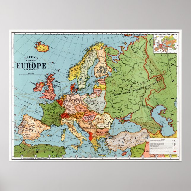 Vintager Plan für Europa Poster (Vorne)