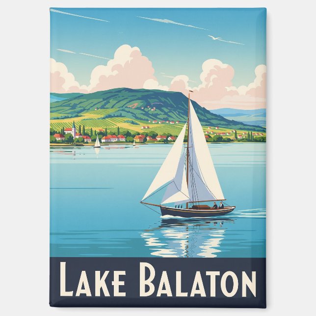 Vintager Plattensee Ungarn Reisen Magnet (Vorderseite)