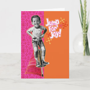Vintager Pogo Stick - Jump For Joy! Retro Birthday Karte