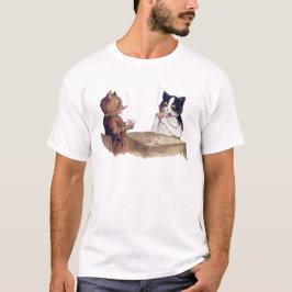 Vintager Poker, der Katzen-T - Shirt spielt