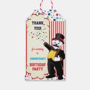 Vintager Polar Bear Cartoon Circus Ringmaster Geschenkanhänger