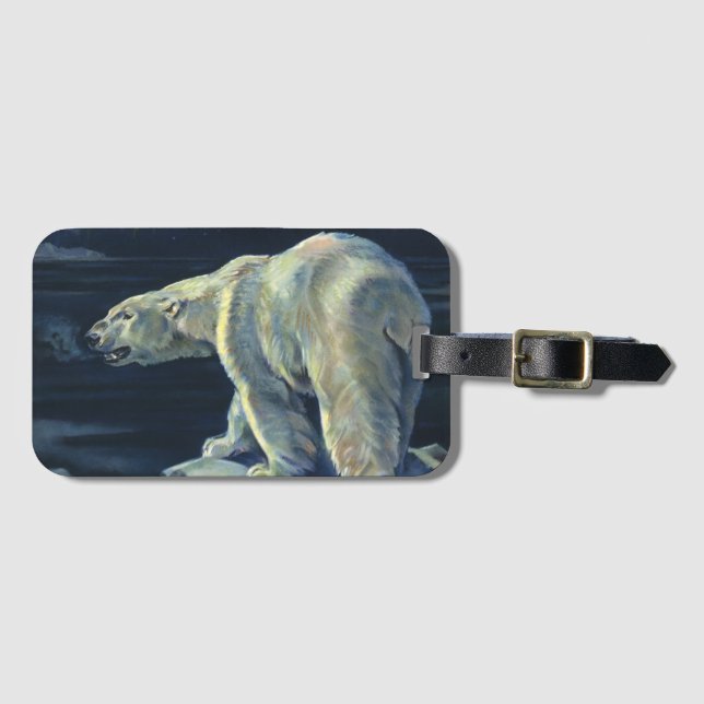 Vintager Polarbär, lebende Tiere der Arktis Gepäckanhänger (Vorderseite (Horizontal))