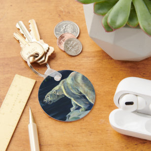 Vintager Polarbär, lebende Tiere der Arktis Schlüsselanhänger