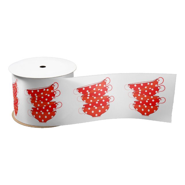 Vintager Polka-Dot-Teakholz Satinband (Spule)
