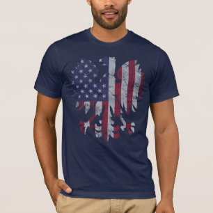 Vintager polnischer amerikanische Flaggen-Adler T-Shirt