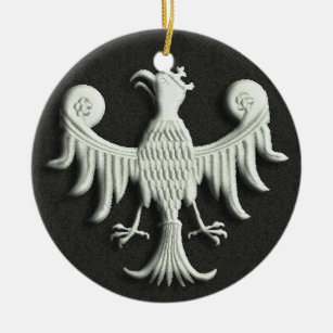 Vintager polnischer weißer Adler Keramikornament