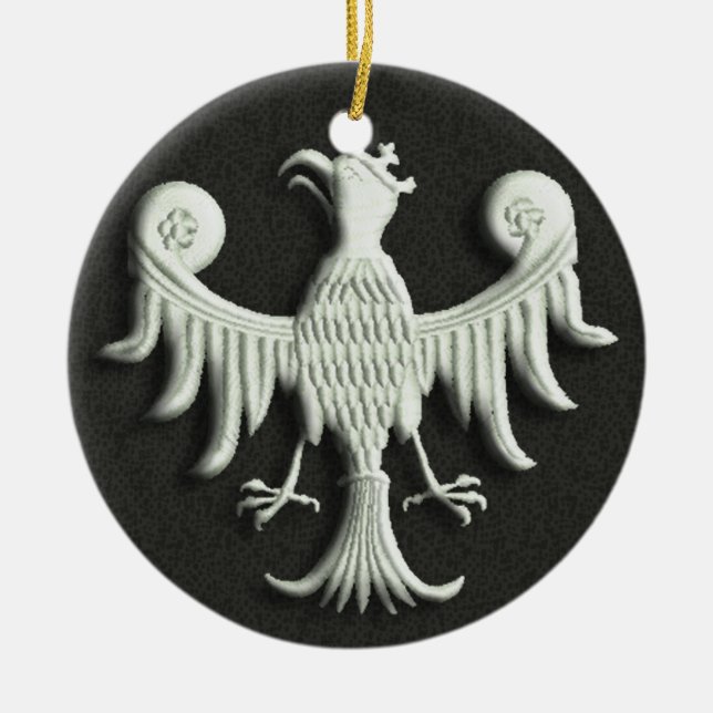 Vintager polnischer weißer Adler Keramikornament (Vorne)