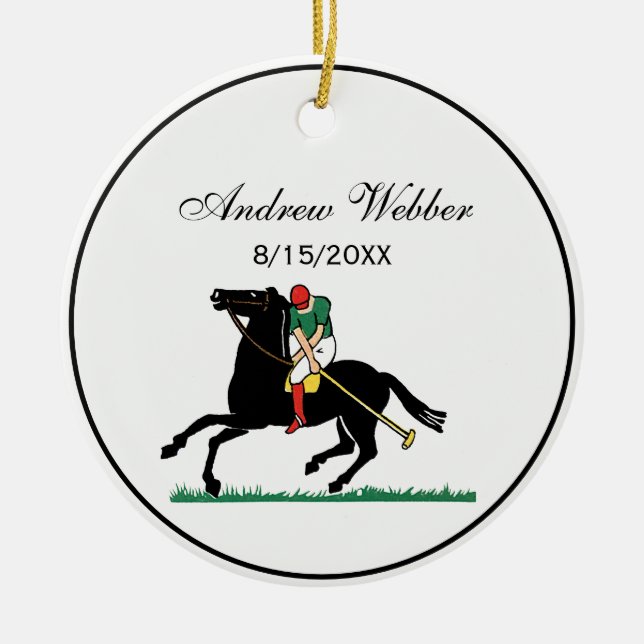 Vintager Polo Player auf Pony Keramik Ornament (Vorne)