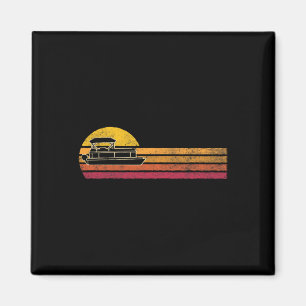 Vintager Pontoon Boat Silhouette Retro Boat Magnet