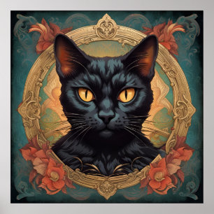 Vintager Pop Art Louis Wain Retro Style Cat Poster