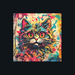 Vintager Pop Art, Louis Wain Style, schöne Katze Leinwanddruck<br><div class="desc">Vintager Pop Art,  Louis Wain Style,  schöne Katze</div>