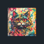 Vintager Pop Art, Louis Wain Style, schöne Katze Leinwanddruck<br><div class="desc">Vintager Pop Art,  Louis Wain Style,  schöne Katze</div>