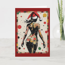 Vintager Pop Art Weihnachten T-Shirt - Abstrakter Karte