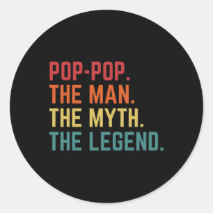 Vintager Pop-Pop Man Myth Legend Daddy Grandpa Fat Runder Aufkleber