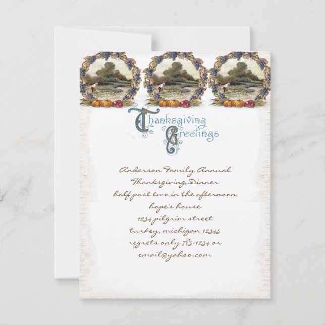 Vintager Post Card Erntedank Türkei Einladungen (Vorderseite)