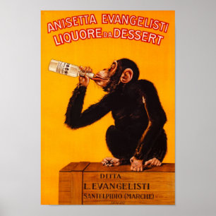 Vintager Poster=Italian Alkohol-Affe Poster