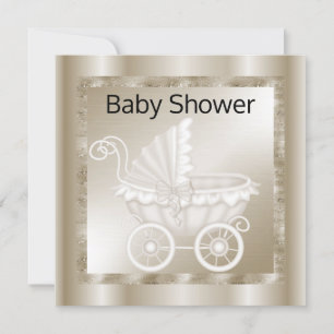 VINTAGER PRAM BABY SHOWER EINLADUNG BRONZE GOLD