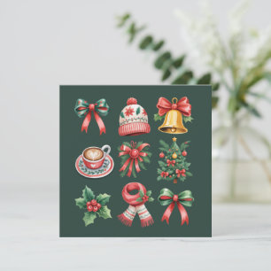 Vintager Preppy Weihnachts-Feiertag Coquette Bow X Feiertagskarte