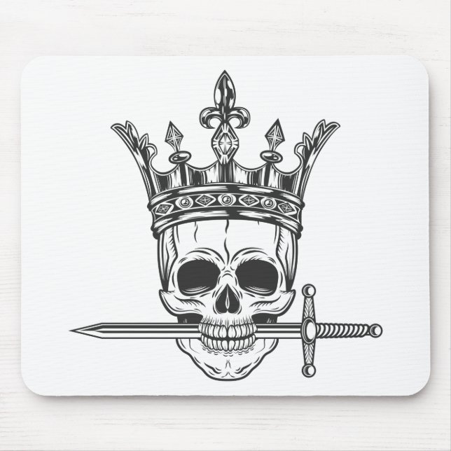 Vintager Prinzenschädel mit Schwertprint Mousepad (Vorne)
