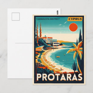 Vintager Protaras-Cyprus-Urlaub am Strand Postkarte