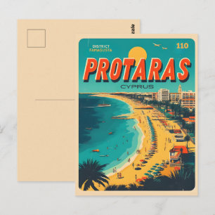 Vintager Protaras-Cyprus-Urlaub am Strand Postkarte