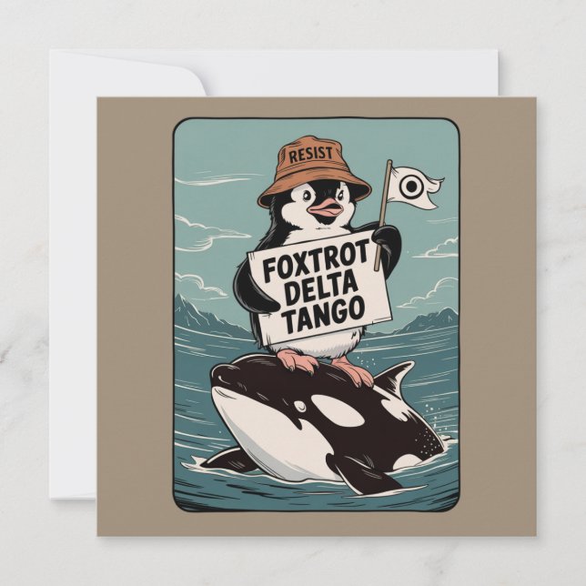 Vintager Protest gegen Penguin-Aktivismus Einladung (Vorderseite)
