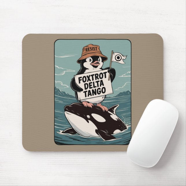 Vintager Protest gegen Penguin-Aktivismus Mousepad (Mit Mouse)