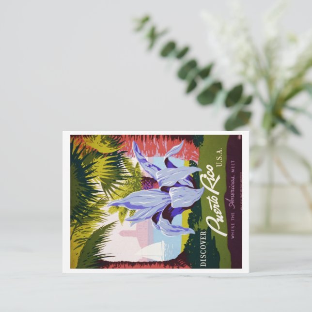 Vintager Puerto Rico Tropical Rett-the-Date Ankündigungspostkarte (Stehend Vorderseite)